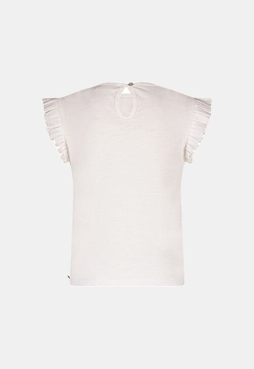 Like Flo Metallic Shirt met Ruffels – Off White (150954)